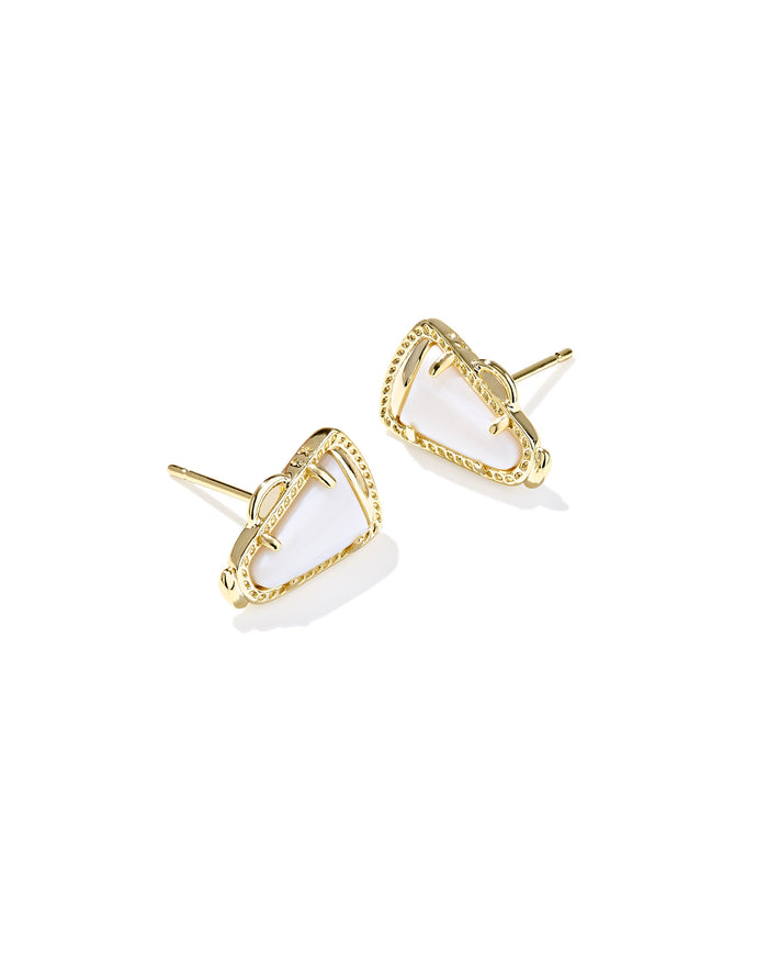 Cheer Stud in Gold White Mother of Pearl