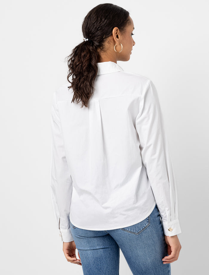 Chemise en popeline à boutons dorés