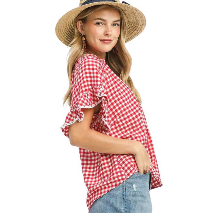 Cherry Picnic Ruffle Top