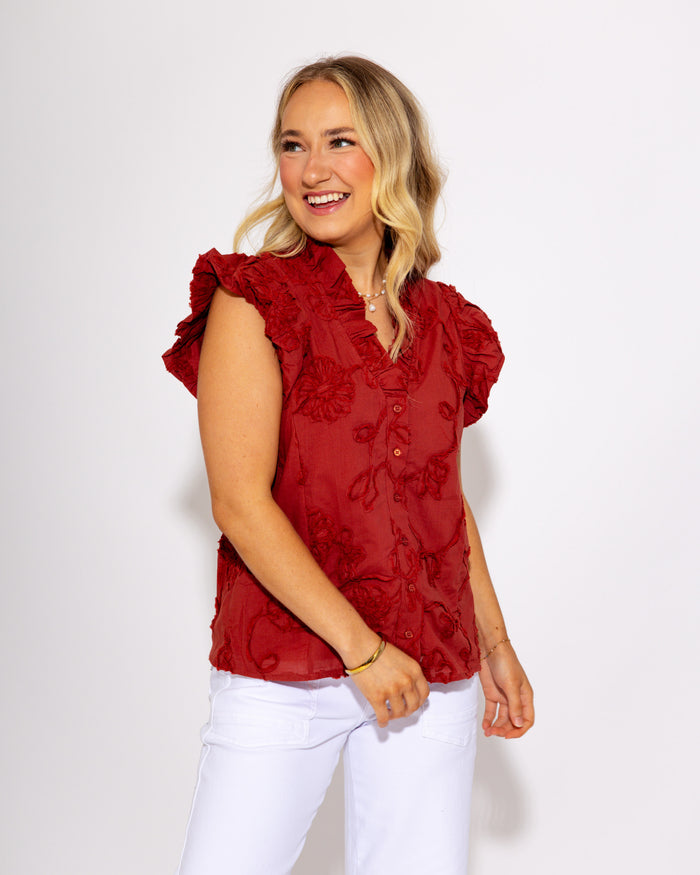 Chestnut Ruffle Top