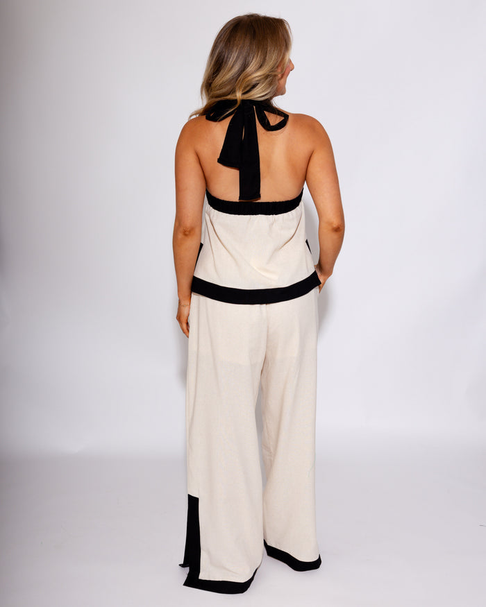 Chic Contrast Halter Top & Pant Set