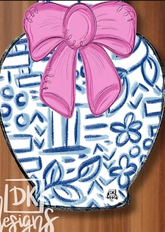 Chinoiserie Jar Pink Bow Door Hanger