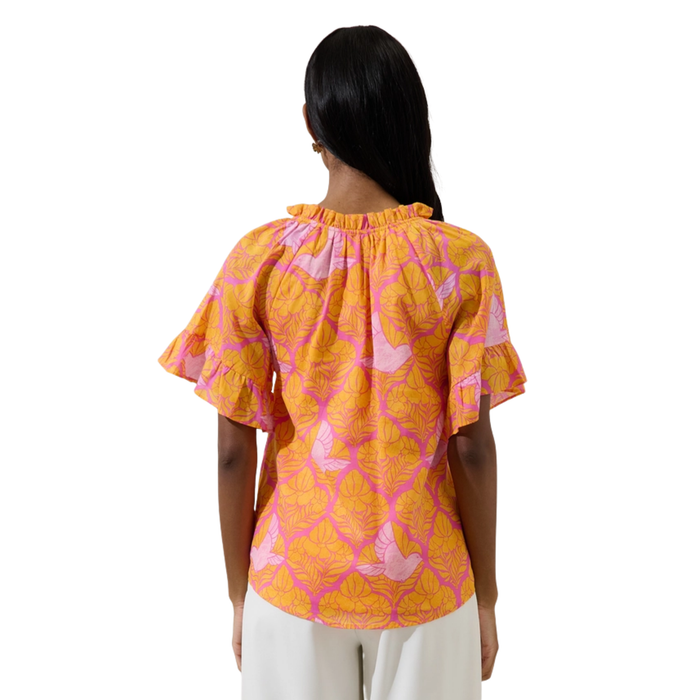 Citrus Bloom Flutter Sleeve Top