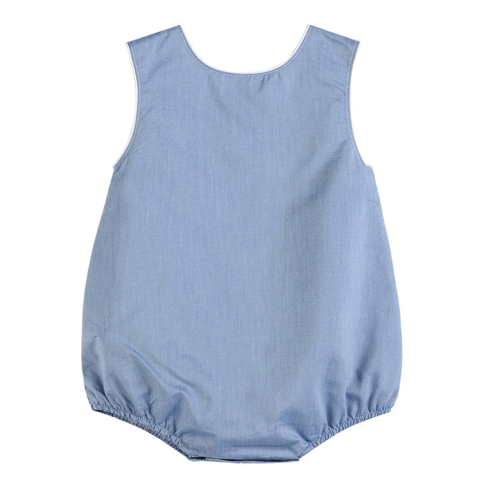 Basic Blue Denim Style Bubble Romper - Lil Cactus