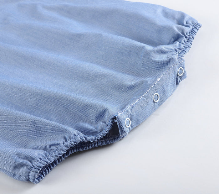Basic Blue Denim Style Bubble Romper - Lil Cactus