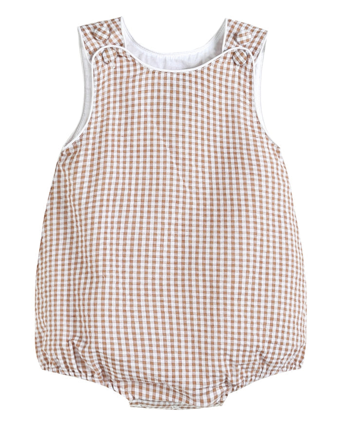Classic Brown Gingham Bubble Romper - Lil Cactus