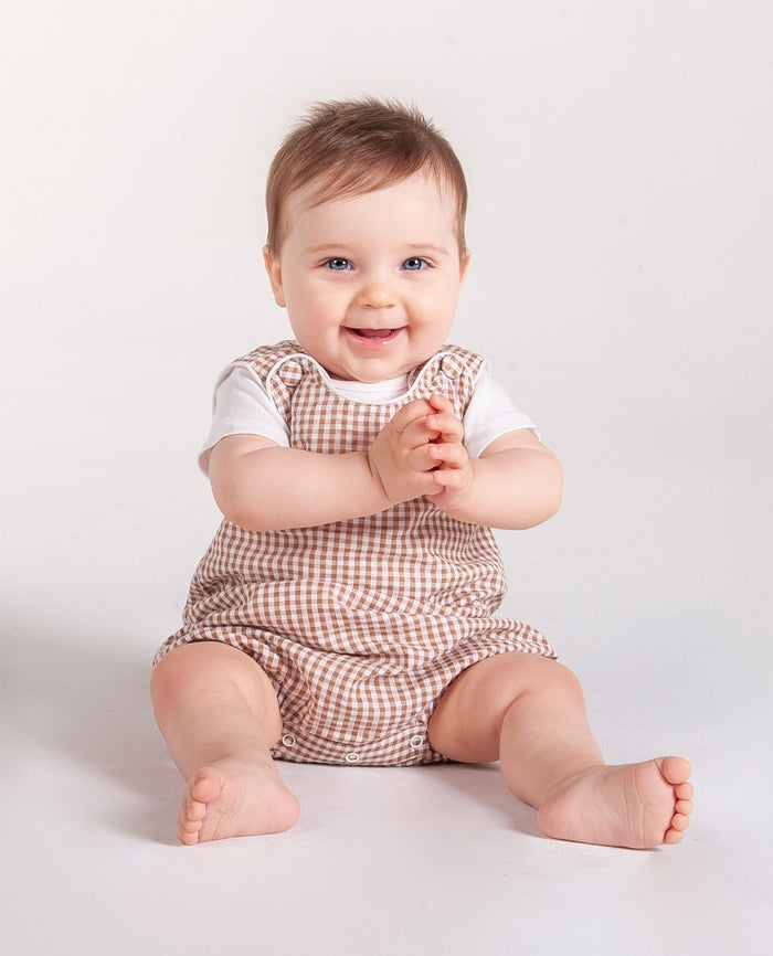 Classic Brown Gingham Bubble Romper - Lil Cactus