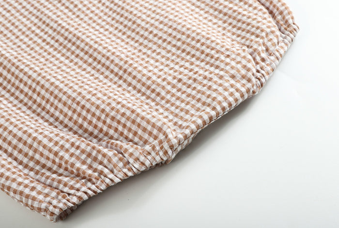 Classic Brown Gingham Bubble Romper - Lil Cactus