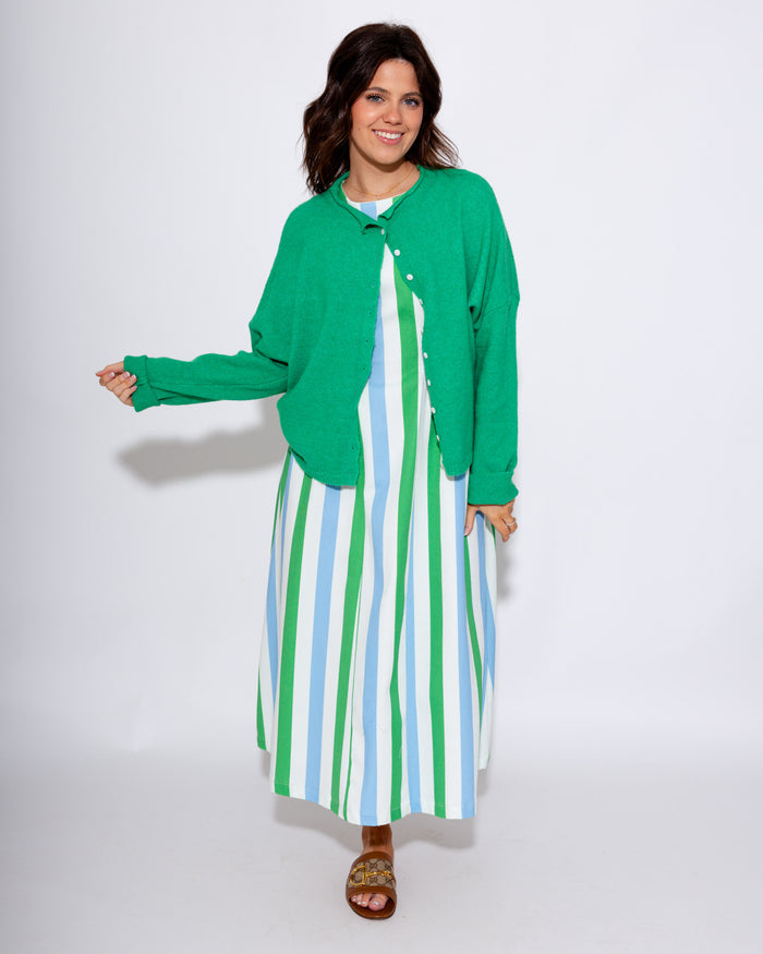 Classic Button Up Cardigan in Kelly Green