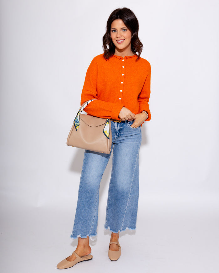 Classic Button Up Cardigan in Orange