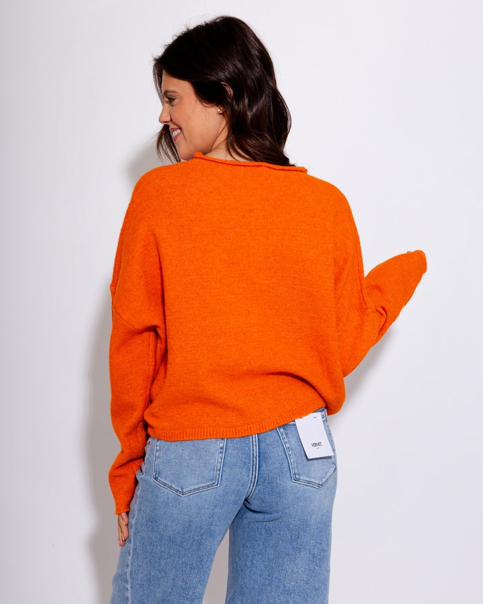 Classic Button Up Cardigan in Orange