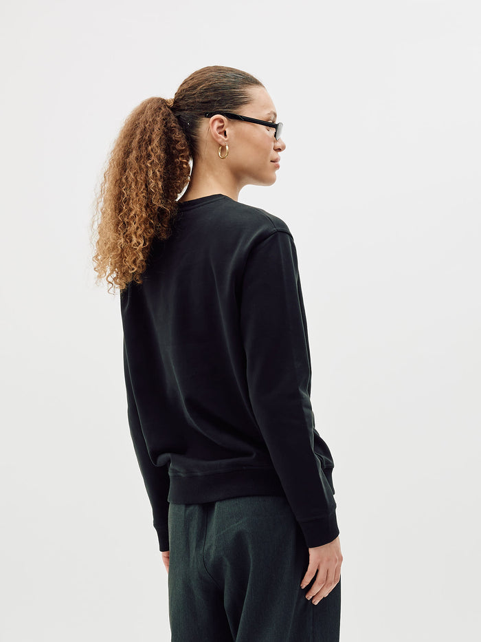 Classic Crewneck, Women - Embroidered Logo - Black