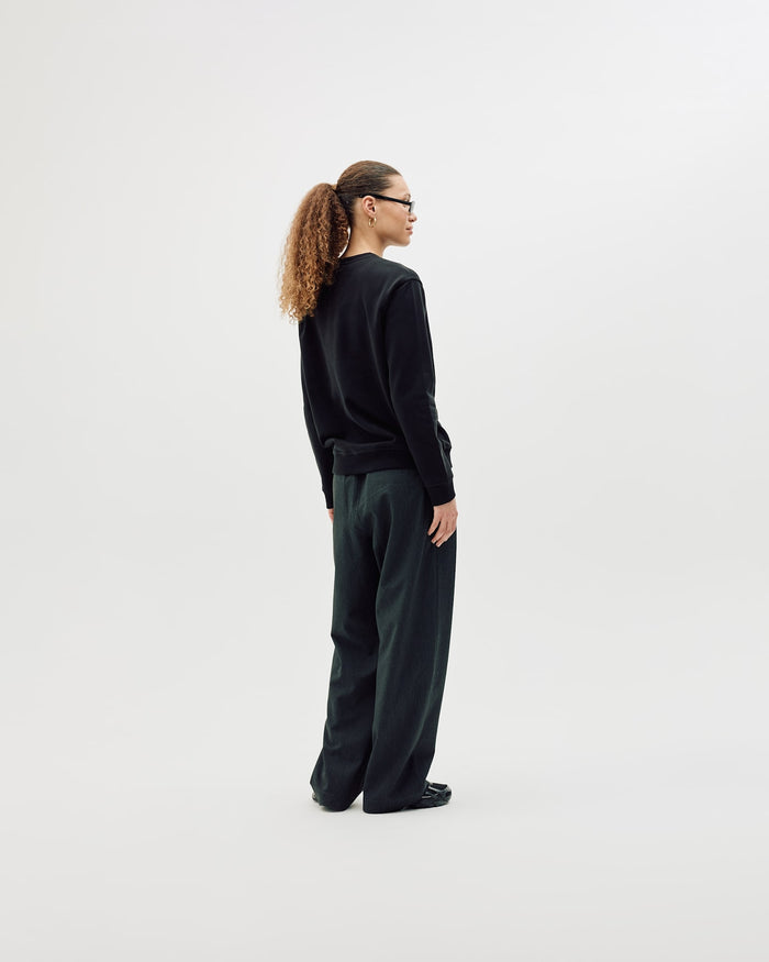 Classic Crewneck, Women - Embroidered Logo - Black