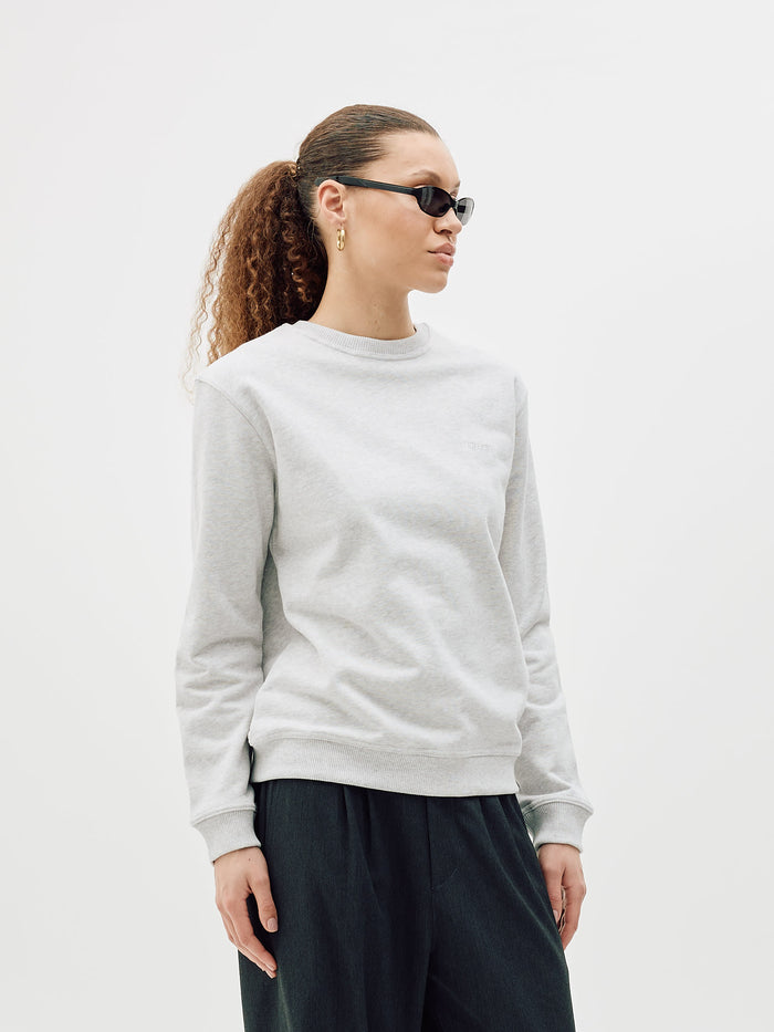 Classic Crewneck, Women - Embroidered Logo - Cloudy Grey