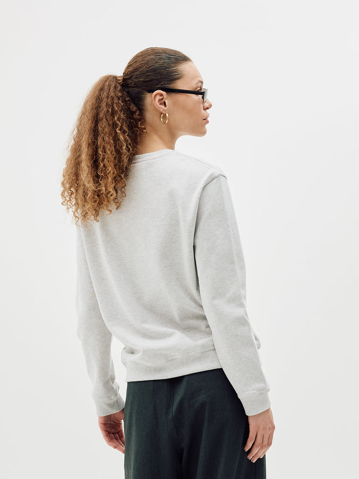 Classic Crewneck, Women - Embroidered Logo - Cloudy Grey