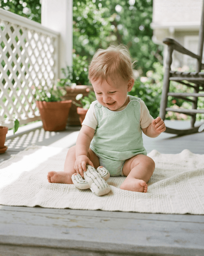 Classic Green Seersucker Bubble Romper - Lil Cactus