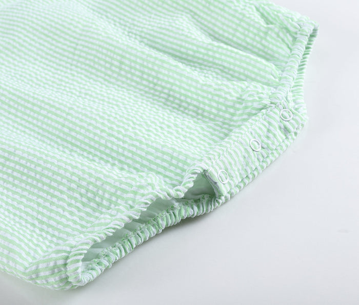 Classic Green Seersucker Bubble Romper - Lil Cactus
