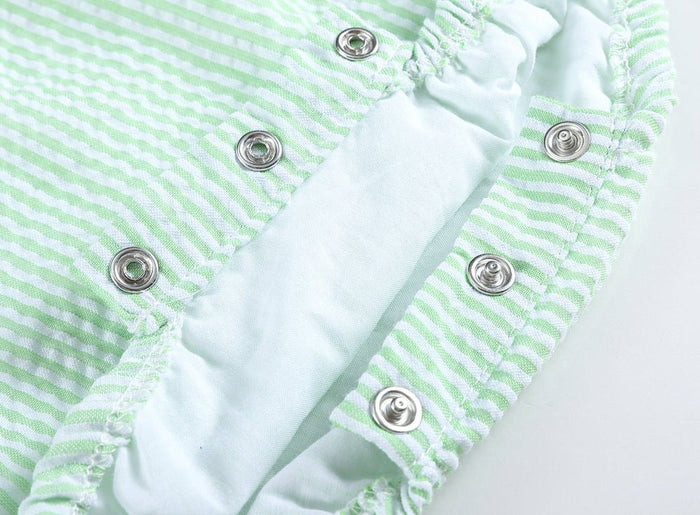 Classic Green Seersucker Bubble Romper - Lil Cactus
