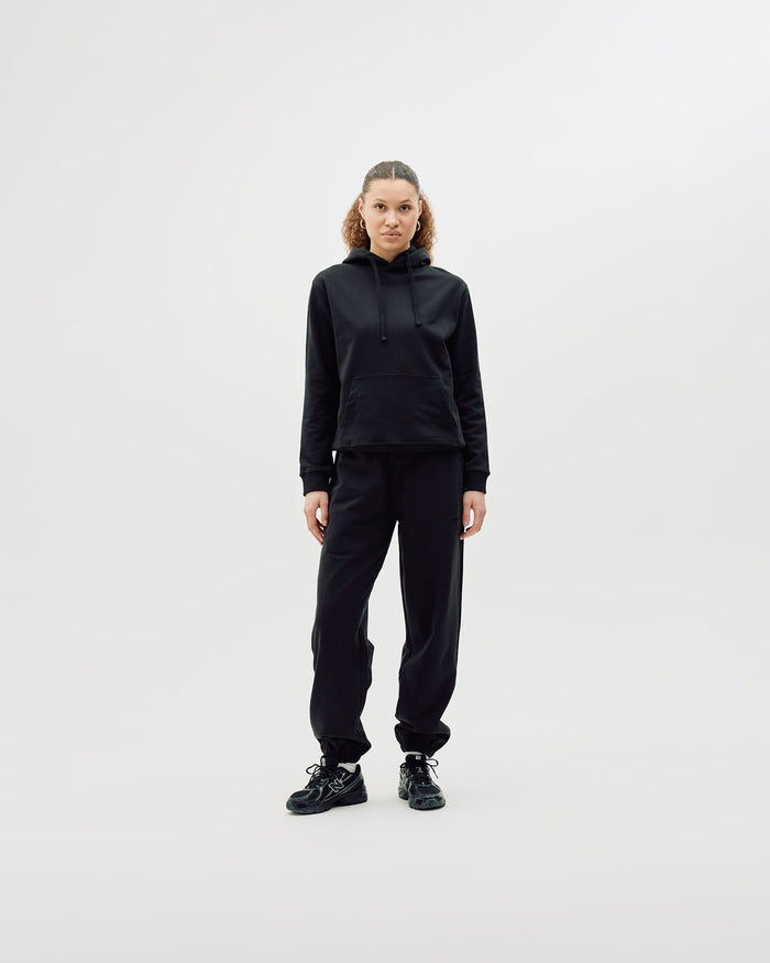 Classic Hoodie, Women - Embroidered Logo - Black