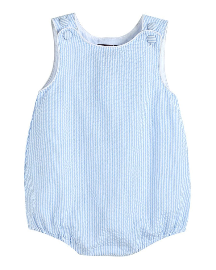 Classic Light Blue Seersucker Bubble Romper - Lil Cactus