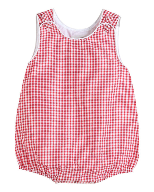 Classic Red Seersucker Bubble Romper - Lil Cactus