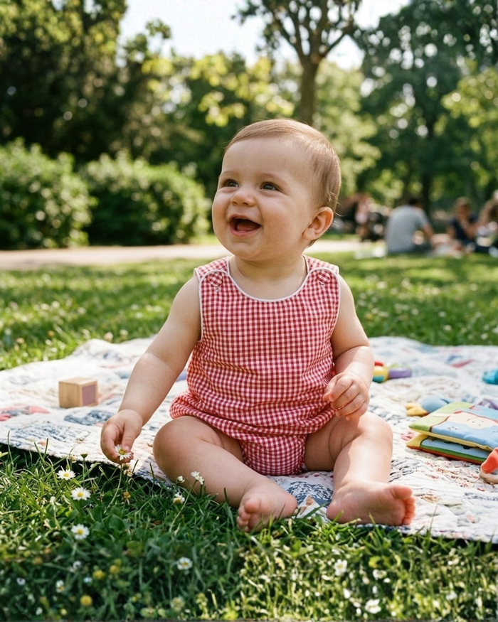 Classic Red Seersucker Bubble Romper - Lil Cactus