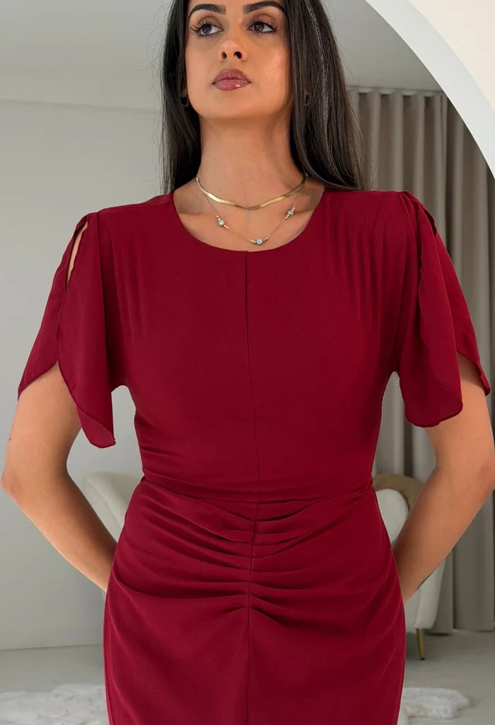 Cleo Ruched Detail Midi Dres