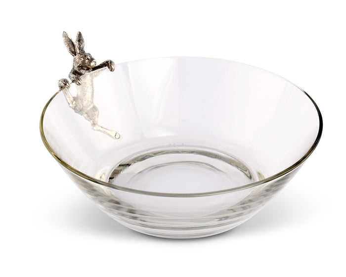 Climbing Bunny Glass Serving / Salad Bowl