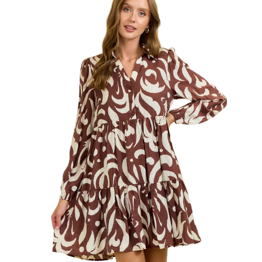 Cocoa Swirl Mini Dress