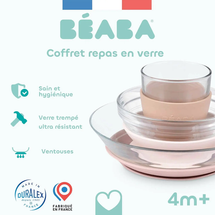 Coffret repas bébé en verre Béaba x Duralex - Barbe à papa