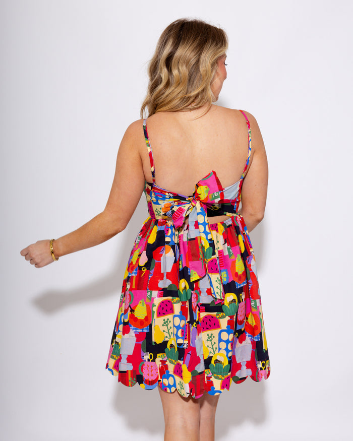Color Pop Abstract Scallop Mini Dress