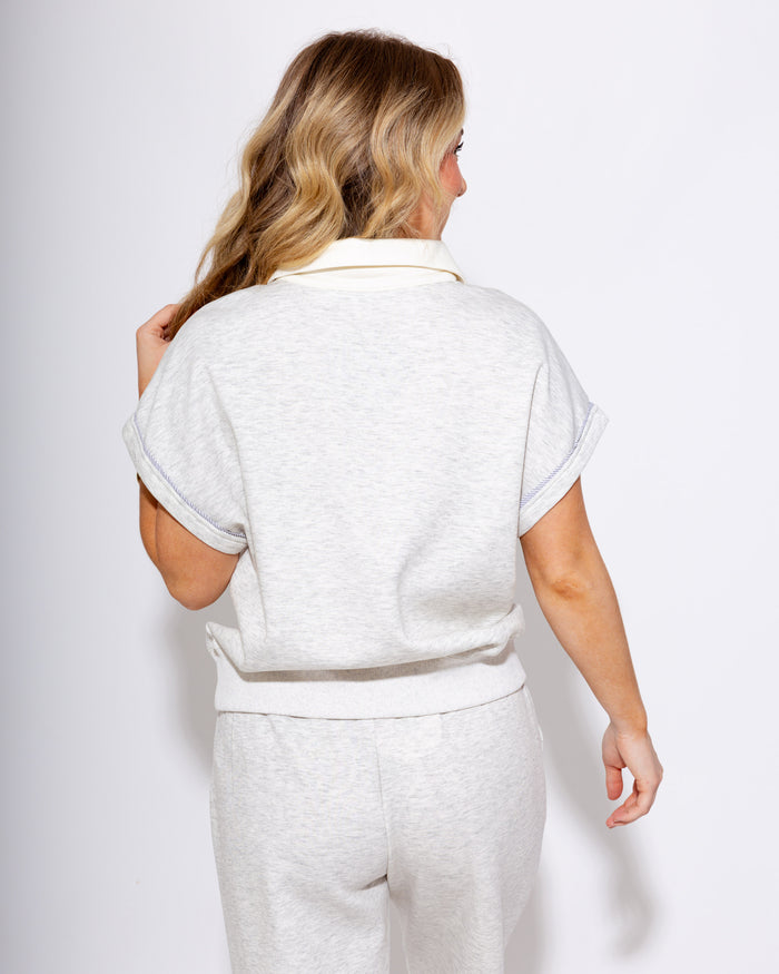 Contrast Collar Polo Top & Pants Set