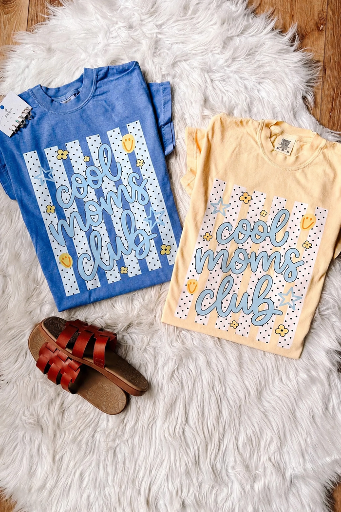 Cool Moms Club Polka Dots & Stripes Graphic Tee - Multiple Colors