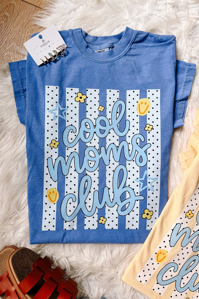 Cool Moms Club Polka Dots & Stripes Graphic Tee - Multiple Colors