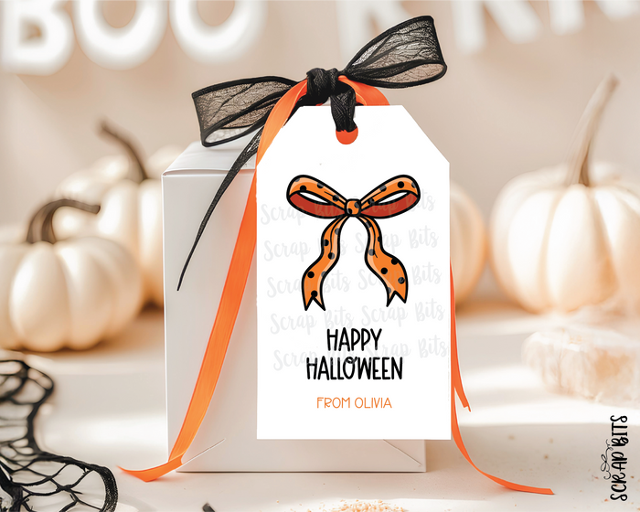 Coquette Ghost & Bow Halloween Gift Tag Set - Scrap Bits