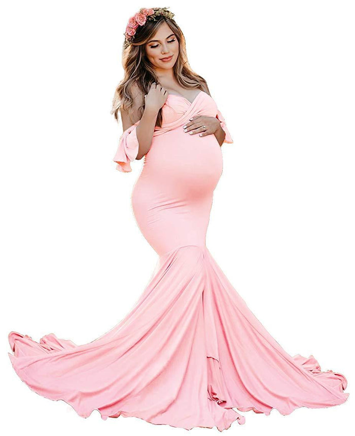 Cotton Pregnant Photography Dresses Off The Shoulder Elegant 2021