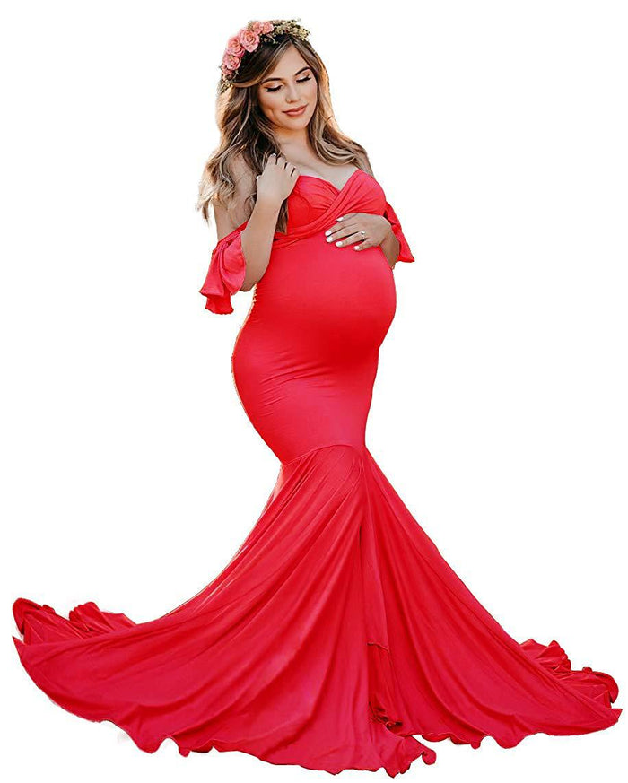 Cotton Pregnant Photography Dresses Off The Shoulder Elegant 2021
