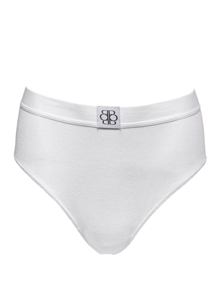 White underwear with a Bumpsuit brand label on a white background