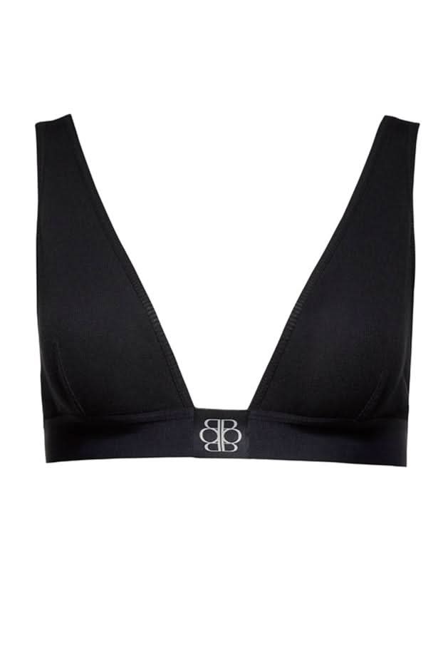 Bumpsuit maternity the cotton rib plunge bralette in black