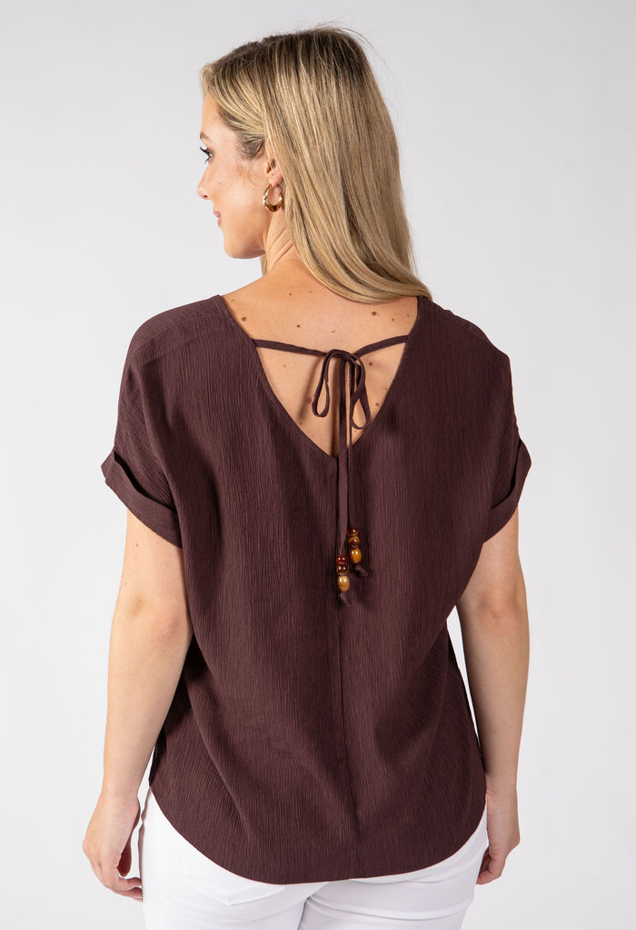 Crinkle Effect V-Neck Top