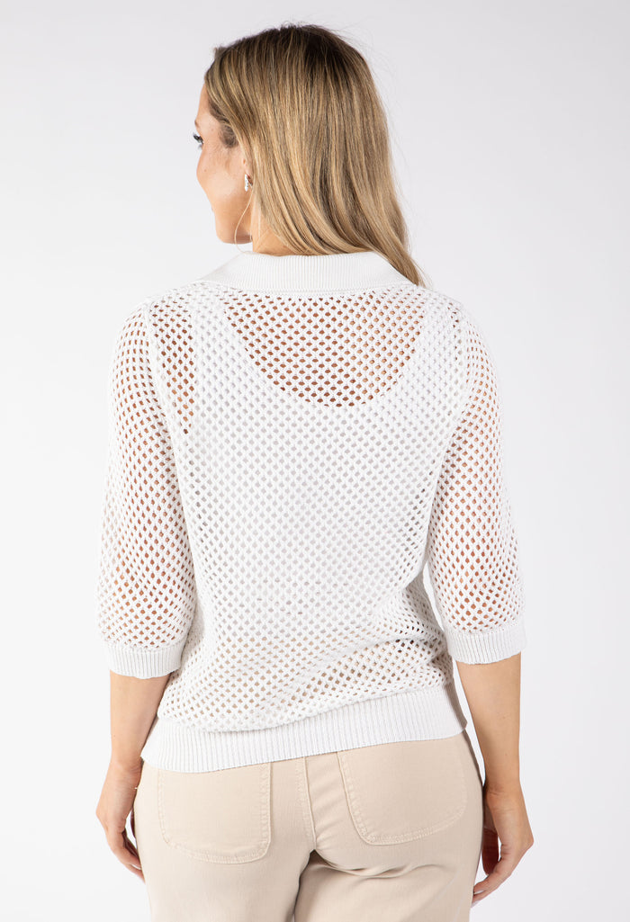Crochet Knit Polo Top
