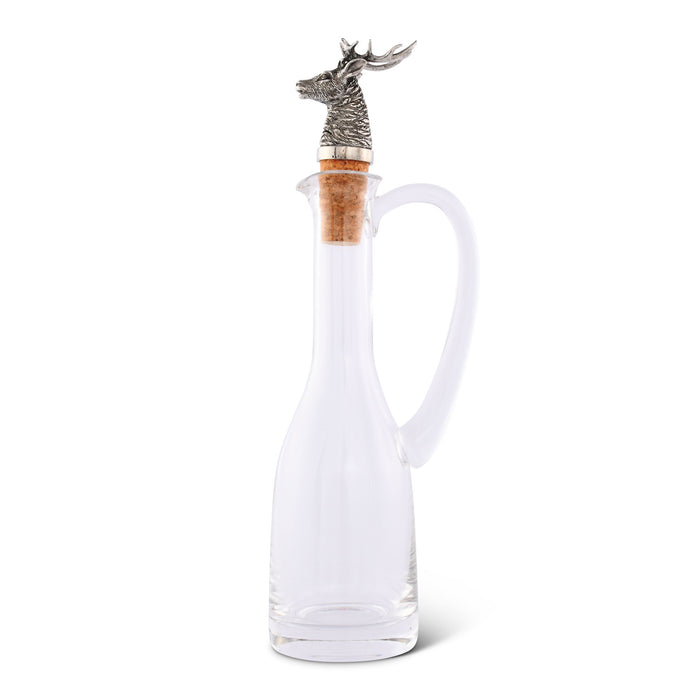 Cruet Bottle with Pewter Elk Head Cork Stopper