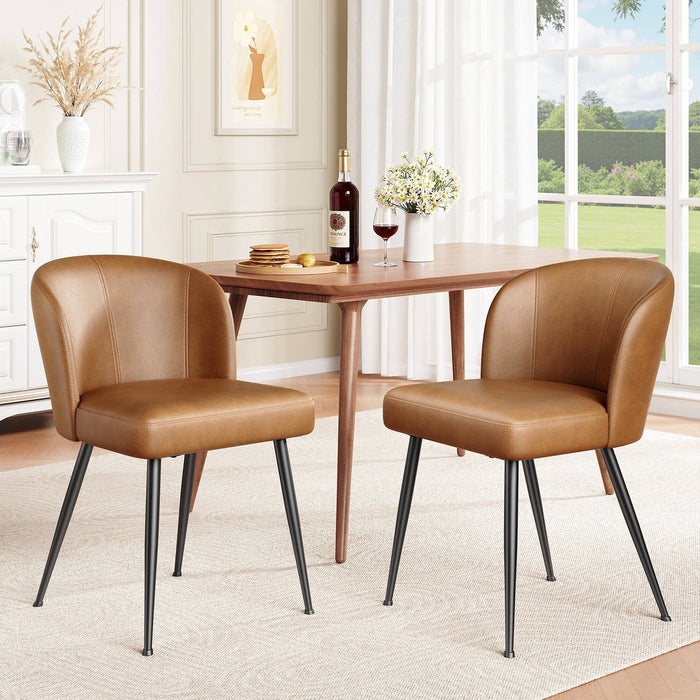 Curved Back Leather Dining Chairs