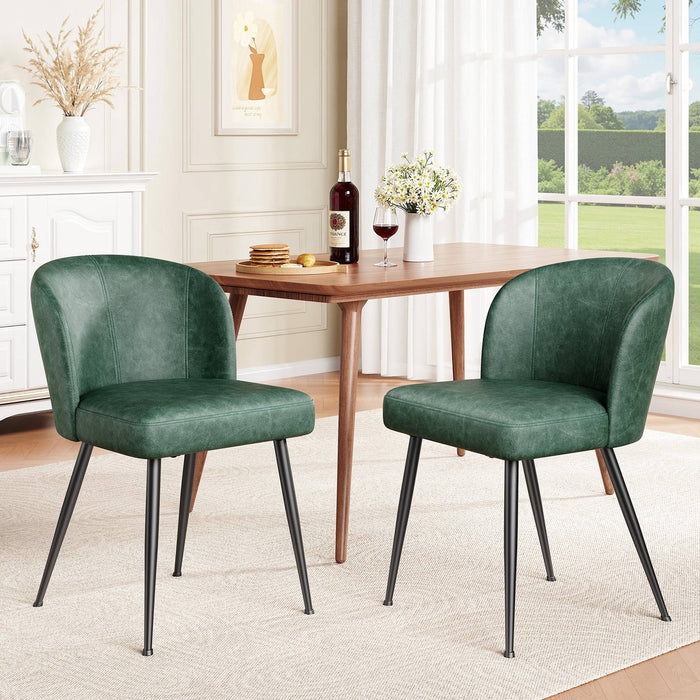 Curved Back Leather Dining Chairs