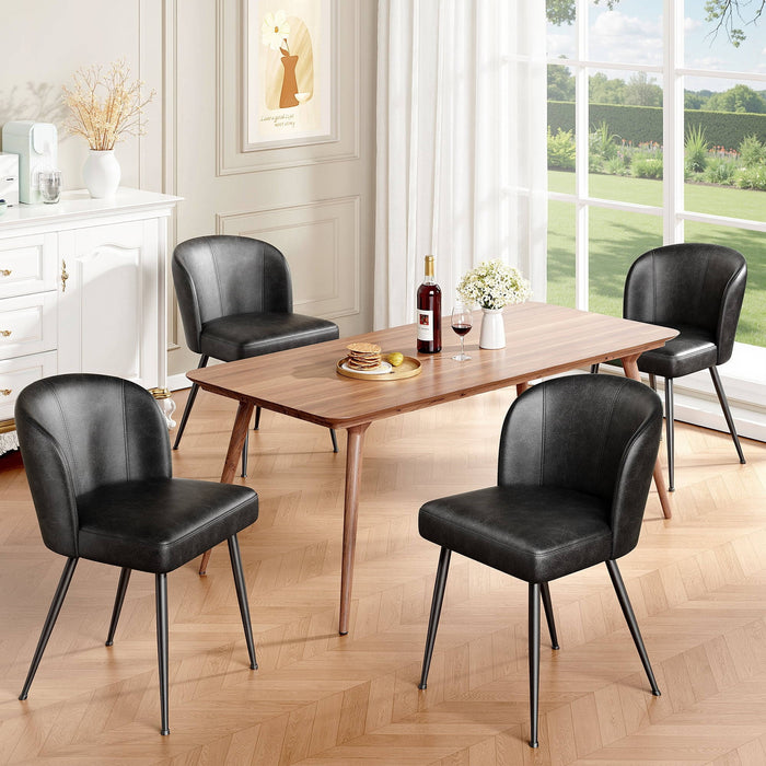 Curved Back Leather Dining Chairs