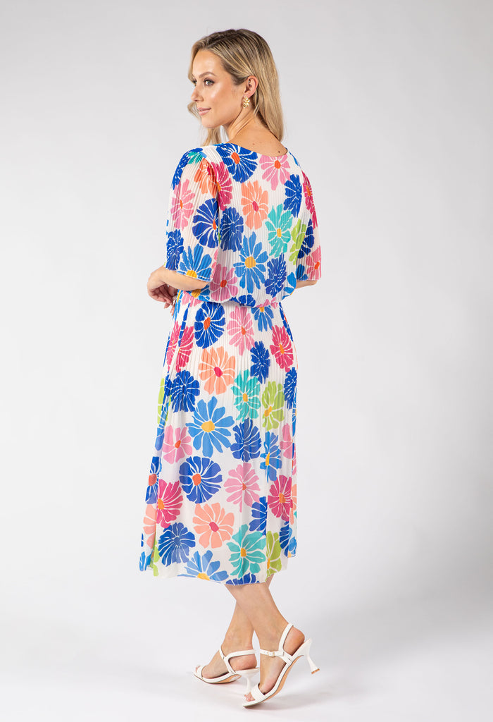 Daisy Plisse Pleated Pop Over Dress
