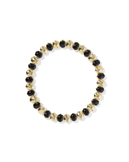 Daphne Enamel Stretch Bracelet in Gold and Black