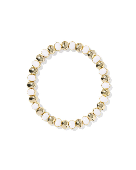 Daphne Enamel Stretch Bracelet in Gold and White