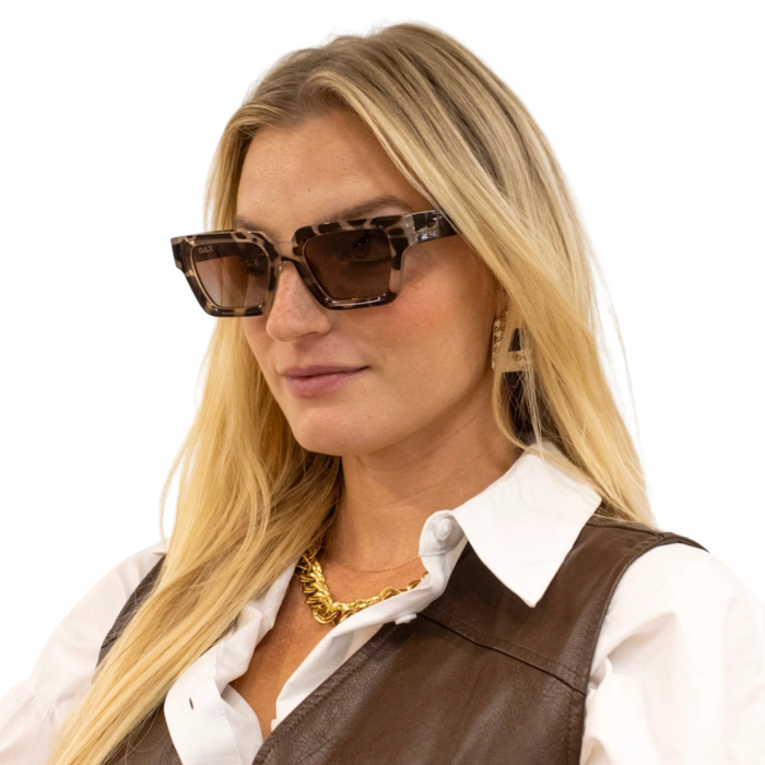 DAX Eyewear: Allie - Women's Polarized Medium Rectangle Sunglasses • Cheetah