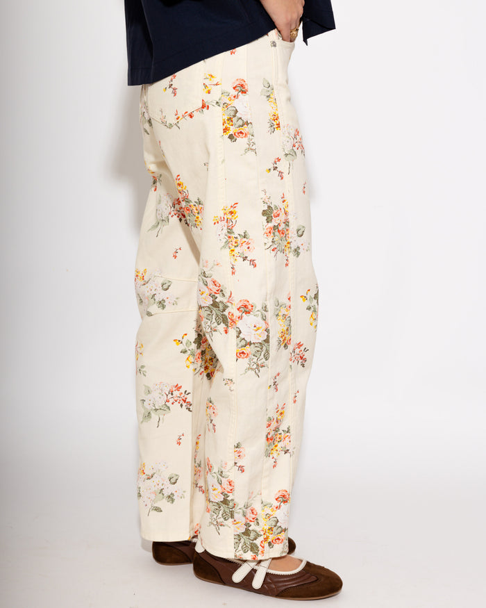 Delicate Blossom Print Wide-Leg Pants
